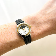 Load image into Gallery viewer, Vintage Sun & Moon Moulin Quartz Watch with Black Leather Strap