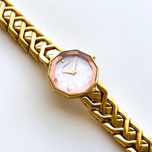 Load image into Gallery viewer, Very Rare 1990s Gold-Plated Lassale (Seiko) Quartz Watch with Pink Dial and Faceted Crystal
