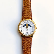 Load image into Gallery viewer, Vintage Ladies Alfex Moon Phase Quartz Watch with Brown Leather Strap