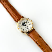 Load image into Gallery viewer, Ladies' 90s Moon Phase Equinox Quartz Watch with Brown Leather Strap