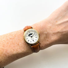 Load image into Gallery viewer, Ladies' 90s Moon Phase Equinox Quartz Watch with Brown Leather Strap
