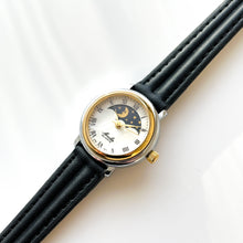 Load image into Gallery viewer, Vintage Sun & Moon Moulin Quartz Watch with Black Leather Strap