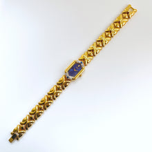 Load image into Gallery viewer, Rare Vintage 1990s 18ct Gold-Plated Ladies' Seiko Quartz Watch With Blue Dial, Diamonds and Sapphires