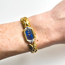 Load image into Gallery viewer, Rare Vintage 1990s 18ct Gold-Plated Ladies' Seiko Quartz Watch With Blue Dial, Diamonds and Sapphires