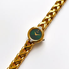 Load image into Gallery viewer, Rare Vintage 1990s 18ct Gold-Plated Ladies' Seiko Quartz Watch With Dark Green Dial and Genuine Diamonds