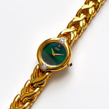 Load image into Gallery viewer, Rare Vintage 1990s 18ct Gold-Plated Ladies' Seiko Quartz Watch With Dark Green Dial and Genuine Diamonds