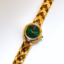 Load image into Gallery viewer, Rare Vintage 1990s 18ct Gold-Plated Ladies' Seiko Quartz Watch With Dark Green Dial and Genuine Diamonds