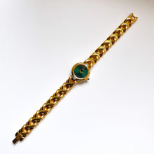 Load image into Gallery viewer, Rare Vintage 1990s 18ct Gold-Plated Ladies' Seiko Quartz Watch With Dark Green Dial and Genuine Diamonds