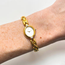 Load image into Gallery viewer, Rare Vintage 1990s 18ct Gold-Plated Ladies' Seiko Quartz Watch With Tiny Silver Dial and Genuine Diamonds