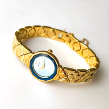 Load image into Gallery viewer, Very Rare 1990s Gold-Plated Lassale (Seiko) Quartz Watch with Blue Dial and Faceted Crystal