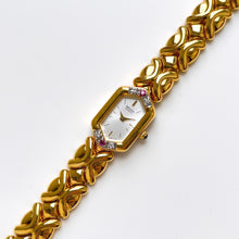 Load image into Gallery viewer, Rare Vintage 1990s 18ct Gold-Plated Ladies' Seiko Quartz Watch With Silver Dial, Diamonds and Rubies