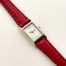 Load image into Gallery viewer, Vintage 90s Yves Saint Laurent Tank-Style Ladies' Quartz Watch with Red Leather Strap - Boxed