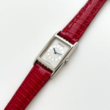 Load image into Gallery viewer, Vintage 90s Yves Saint Laurent Tank-Style Ladies' Quartz Watch with Red Leather Strap - Boxed