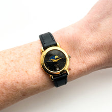 Load image into Gallery viewer, Vintage Ladies' Everite Moon Phase Quartz Watch with Black Leather Strap