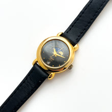 Load image into Gallery viewer, Vintage Ladies' Everite Moon Phase Quartz Watch with Black Leather Strap