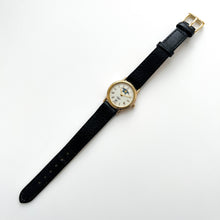 Load image into Gallery viewer, Ladies' 90s Moon Phase Rotary Quartz Watch with Black Leather Strap