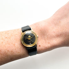 Load image into Gallery viewer, Vintage Ladies' Accurist Moon Phase Quartz Watch with Black Leather Strap