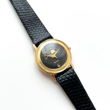 Load image into Gallery viewer, Vintage Ladies' Accurist Moon Phase Quartz Watch with Black Leather Strap
