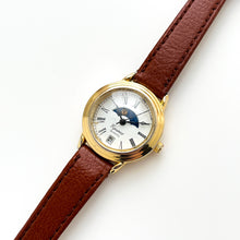 Load image into Gallery viewer, Ladies' 90s Sun & Moon Equinox Quartz Watch with Brown Leather Strap
