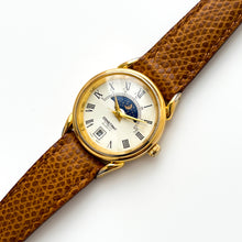 Load image into Gallery viewer, Vintage Constant Sun & Moon Phase Quartz Watch with Brown Leather Strap