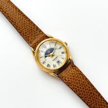 Load image into Gallery viewer, Vintage Constant Sun & Moon Phase Quartz Watch with Brown Leather Strap