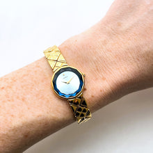 Load image into Gallery viewer, Very Rare 1990s Gold-Plated Lassale (Seiko) Quartz Watch with Blue Dial and Faceted Crystal