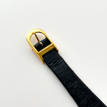Load image into Gallery viewer, Vintage Christian Dior Gold-Plated Ladies' Quartz Watch with Black Leather Strap