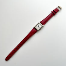 Load image into Gallery viewer, Vintage 90s Yves Saint Laurent Tank-Style Ladies' Quartz Watch with Red Leather Strap - Boxed