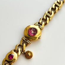 Load image into Gallery viewer, Very Rare 1990 Gold-Plated Seiko Jewellery Quartz Watch with Tiny Red Dial, Domed Glass and Chain Bracelet