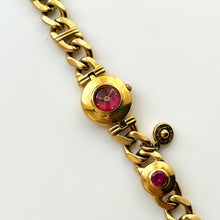 Load image into Gallery viewer, Very Rare 1990 Gold-Plated Seiko Jewellery Quartz Watch with Tiny Red Dial, Domed Glass and Chain Bracelet