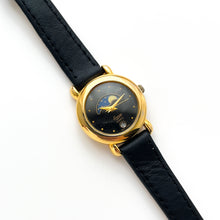 Load image into Gallery viewer, Vintage Ladies' Everite Moon Phase Quartz Watch with Black Leather Strap
