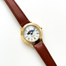 Load image into Gallery viewer, Ladies' 90s Sun & Moon Equinox Quartz Watch with Brown Leather Strap