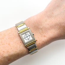 Load image into Gallery viewer, Vintage 90s Yves Saint Laurent Ladies' Tank-Style Quartz Watch with Two-Tone Bracelet and White Roman Numerals