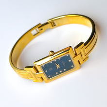 Load image into Gallery viewer, Vintage 1995 Gold-Plated Ladies' Givenchy Bangle Watch with Blue Dial and Quartz Movement