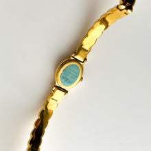 Load image into Gallery viewer, Rare 1990s Gold-Plated Lassale (Seiko) Articulated Bangle Quartz Watch with Black Dial and Diamond-Set Bezel