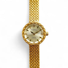 Load image into Gallery viewer, Finchley Ladies’ Quartz Watch – Retro 24k Gold-Plated with Mesh Bracelet
