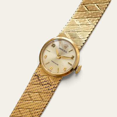 Vintage Rolex Precision Ladies 9ct Gold Watch 1965 Mechanical Bracelet