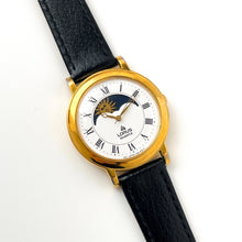 Load image into Gallery viewer, Vintage Unisex Lorus (by Seiko) Sun &amp; Moon Phase Quartz Watch with Black Leather Strap
