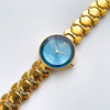 Rare 1990s Gold-Plated Seiko Exceline Quartz Watch with Metallic Blue