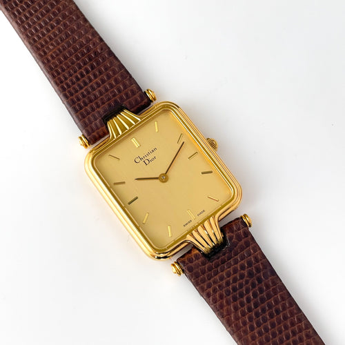 Vintage Christian Dior Gold-Plated Unisex Quartz Watch