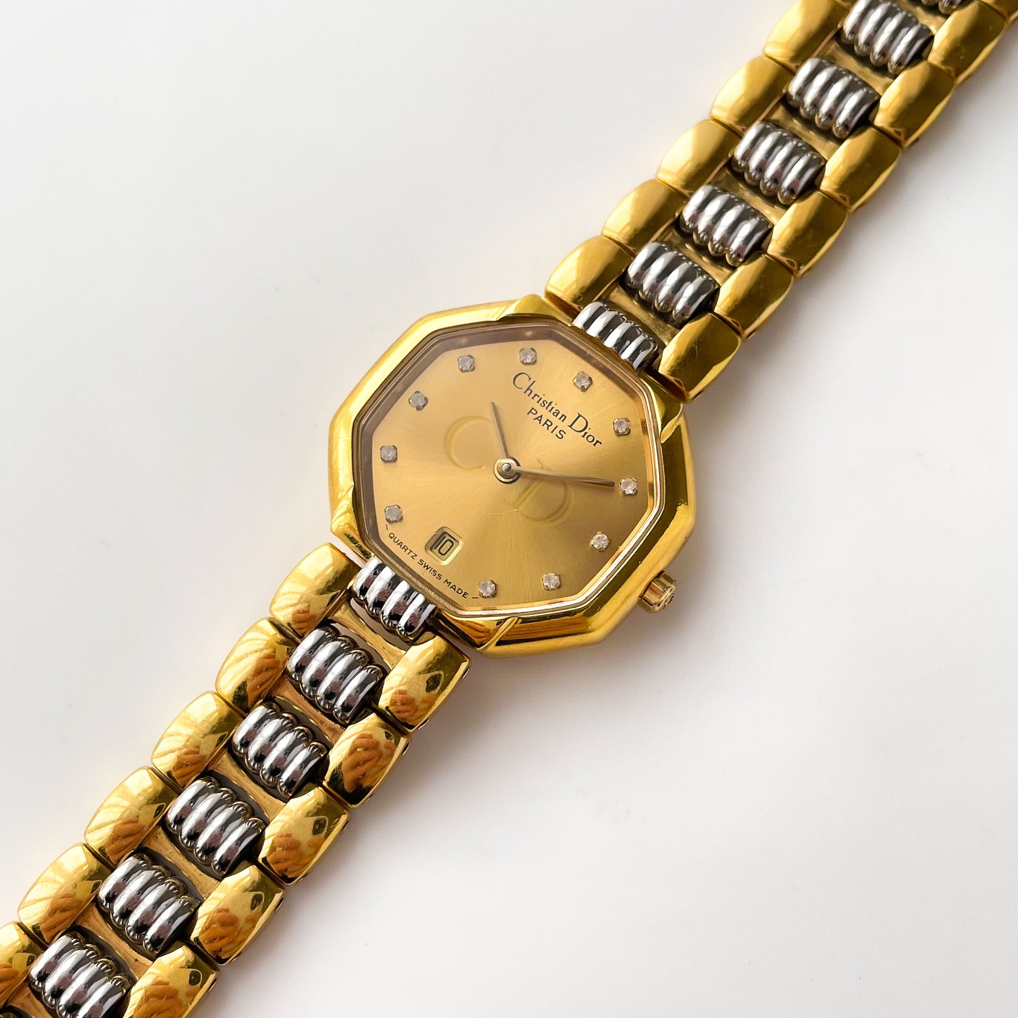 Vintage Two-Tone Christian Dior Ladies' Quartz Watch Octagon