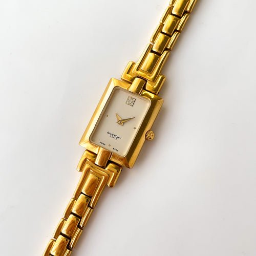 Vintage 1990s Gold-Plated Ladies' Givenchy Quartz Watch with Beige Dial