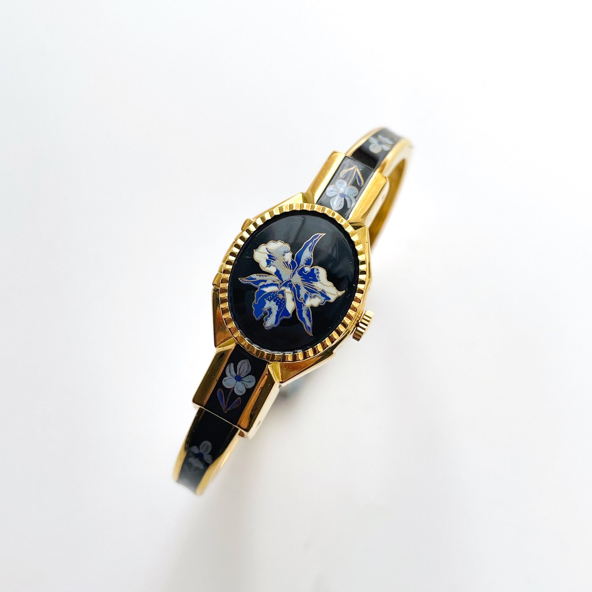 André Mouche 腕時計 André Mouche Quartz Watch – Black & Blue Enamel, Concealed