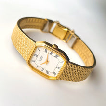 Load image into Gallery viewer, 1990s Ladies&#39; Gold-Plated Seiko Quartz Watch with White Octagon Dial
