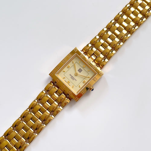 Vintage 1990s Unisex Gold-Plated Givenchy ‚ÄòApsaras‚Äô Quartz Watch with Beige Dial
