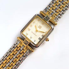 Load image into Gallery viewer, Vintage 1990s Unisex Two-Tone Givenchy ‚ÄòLife‚Äô Quartz Watch with Rectangular Dial
