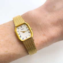 Load image into Gallery viewer, 1990s Ladies&#39; Gold-Plated Seiko Quartz Watch with White Octagon Dial
