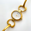 1990s Gucci Quartz Watch with Mother of Pearl Dial and Semi Bangle