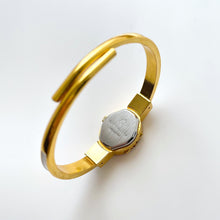 Load image into Gallery viewer, Vintage Andr√© Mouche Quartz Watch with Enamel Floral Design, Concealead Dial and Gold-Plated Bangle Bracelet
