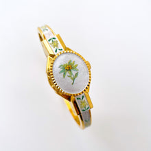 Load image into Gallery viewer, Andre Mouche Quartz Watch - Red Enamel, Concealed Dial, Gold Bangle
